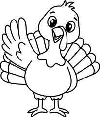 Cute Turkey Outline Cartoon