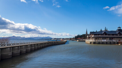 San Carlos de Bariloche Patagonia Argentina glacial lake Nahuel Huapi, next to the Andes Mountains, base city for skiing in the mountains