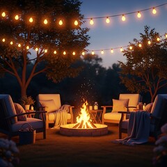 Cozy Evening Gathering Around a Warm Fire Pit.