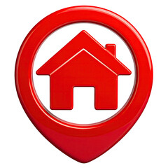 Red pointer shows house inside; pinpoints a location