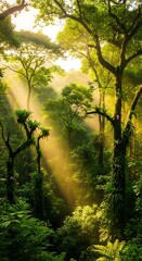 Sunlit Canopy - A Serene Forest Scene.