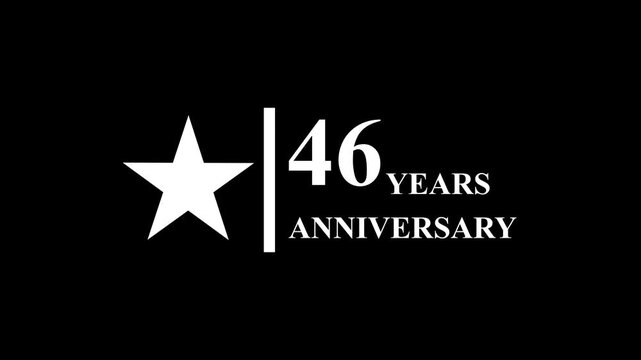 46 years anniversary motion graphic 4K footage with star. 4K motion animation. particles and number. Animated 46 years Birthday Wishes , Background with alpha channel 4k ..