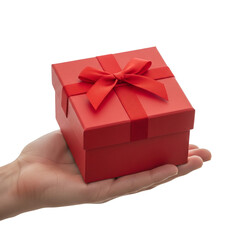 hand holding a gift box isolated