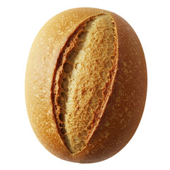 Golden Crusty Bread Roll with Sliced Top Isolated on Soft Brown Background