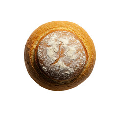 Golden Crusty Bread Top View Isolated Realistic Photo Studio Lighting