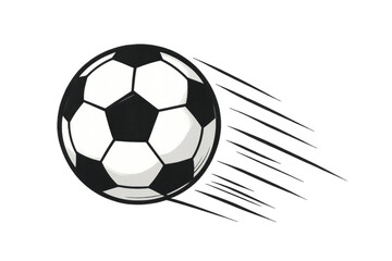 Obraz premium Soccer ball flying, illustrating fast game, sports speed, movement, and competition concept with motion lines