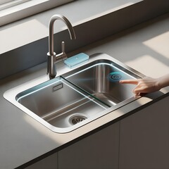 Modern kitchen sink with touchless technology and sleek design showcasing innovation and hygiene in a contemporary home environment for a clean and efficient lifestyle