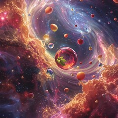 Galactic Harvest Cosmic Fruit Salad in the Nebula Universe Art