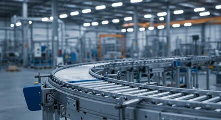 Curved Conveyor Belt System: Efficient Transportation Solution for Industrial Automation and Logistics.