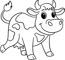 Cute Cow Outline Cartoon