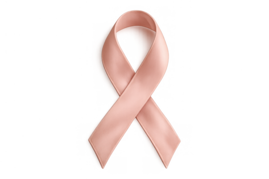 Pink ribbon symbolizing breast cancer awareness, support, and hope for women's health on transparent background - Powered by Adobe