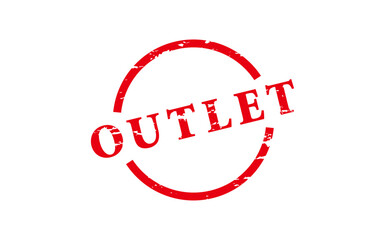 OUTLET - OUTLET text written on Red Rubber Stamp 

