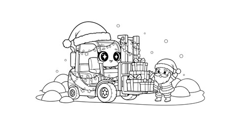 Cute Forklift with Christmas Boxes
