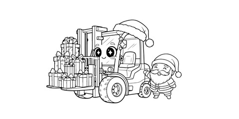 Santa Helps Chibi Forklift Lift Gifts