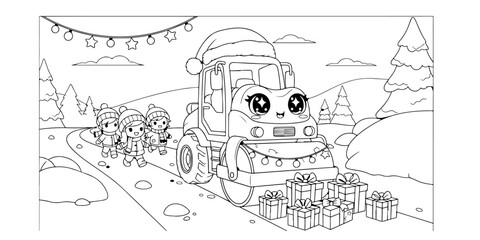 Kids Leading Christmas Road Roller