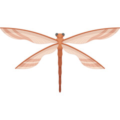 Pixel Art Dragonfly With Translucent Wings Detailed Orange Insect Illustration Isolated On White Background