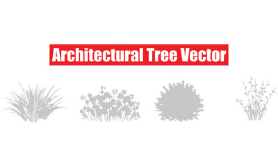 Architectural Tree Vector collection featuring realistic tree and bush silhouettes for professional architectural drawings, landscape designs, and site plans.