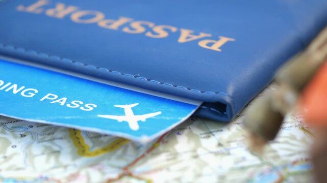Preparing for travel with a passport and boarding pass