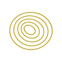 Golden elliptical rings expanding on a pristine white background elegant design