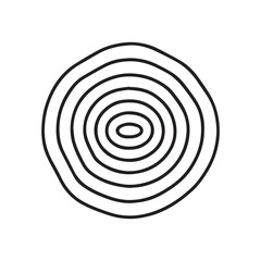 Dynamic organic concentric rings black line art on white canvas