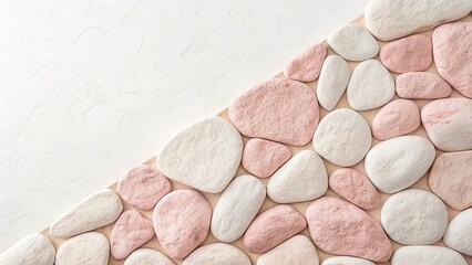 Soft pink and white smooth river stones texture background