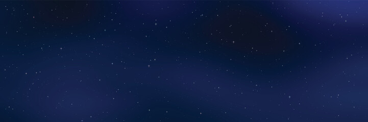 Starry night sky, space and galaxy, vector design, panoramic view