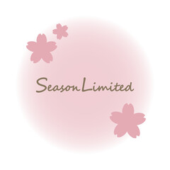 桜ピンク　春の季節限定丸いフレーム素材　桜のワンポイントイラスト付き