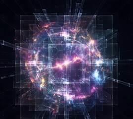 Obraz premium Futuristic abstract artwork where technology becomes poetry