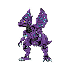 Purple Mecha Dilophosaurus Blaster Illustration