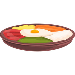 Pixel Art Illustration of a Vibrant Food Bowl With Egg and Vegetables on a Transparent Background