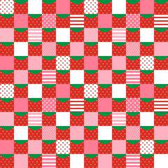 イチゴの格子模様（シームレスパターン）
