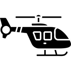Solid Glyph Helicopter Icon