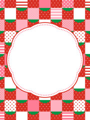 イチゴの格子模様のフレーム素材（縦向き）
