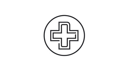 Obraz premium Medical Cross Symbol in Circle Line Art.