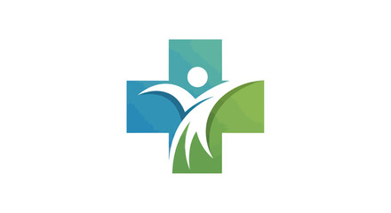 Health and Wellness Logo Featuring a Cross and Human Figure.