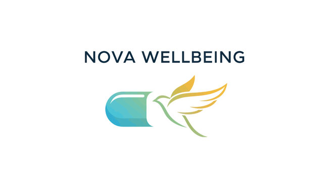 Nova Wellbeing logo with a pill and bird.