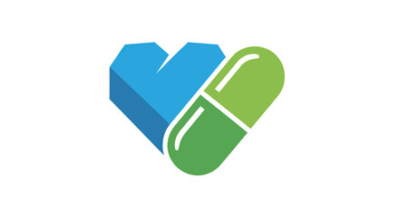 Heart and Pill Logo Representing Health and Medicine.