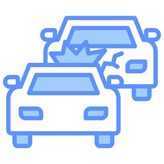 Accident Outline Blue Color Icon