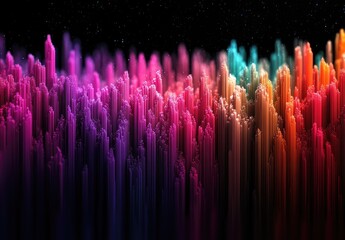 Colorful 3D rendered, abstract, landscape