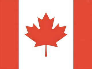 Iconic canadian flag with red maple leaf and white stripe
