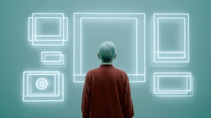 Modern Senior Man Engaging with Metaverse Technology Authentic Digital Future Glimpse for Business and Marketing Content