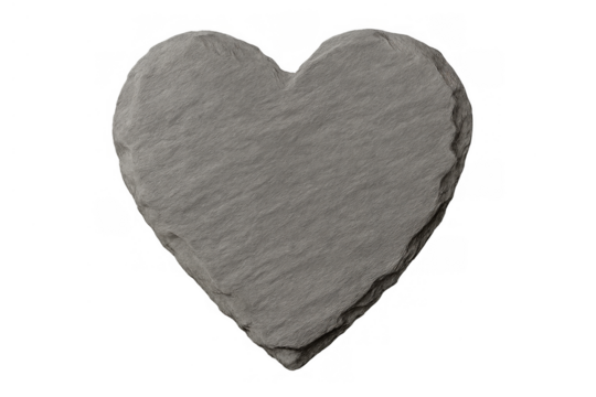 Gray heart slate stone expressing love, romance, enduring feelings, and solid commitment on transparent background - Powered by Adobe
