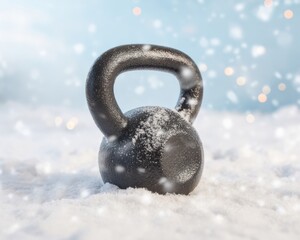 Inspiring Kettlebell Winter Workout Premium Strength and Resilience Marketing Content for Outdoor Fitness Advertising