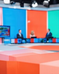 Obraz premium Professional Meteorologists Analyzing Dynamic Winter Weather Radar on Monitoring Screens Authentic Disaster Preparedness Broadcast for Online Content