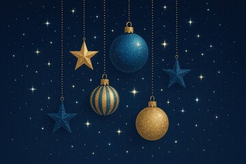 Festive stars and ornaments sparkle background