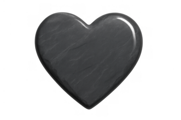 Dark stone heart symbol representing love, grief, and enduring emotion on transparent background
