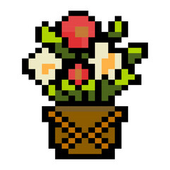 Colorful Pixel Art Flower Pot