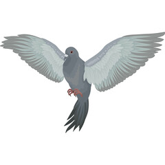 Pixel Art Pigeon Spreading Wings in Flight Against White Background Isolated Bird Detailed Feathers and Realistic Pose