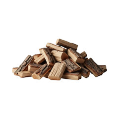 Pile of firewood isolated on transparent background, ready for a cozy winter fire