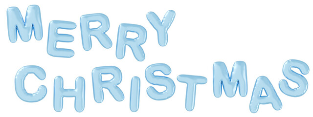 3D画像_風船_MERRY CHRISTMAS_水色